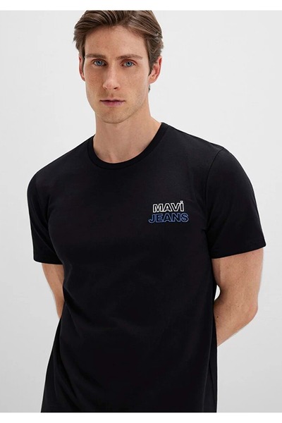 Mavi M066841 Τζιν με τύπωμα T-Shirt Ανδρικό T-Shirt ΜΑΥΡΟ