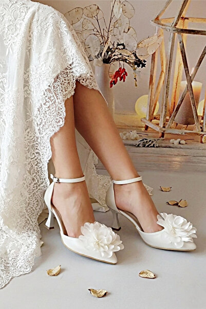 Modavien Ženske svadbene cipele visine 7 cm sa detaljima u obliku ruža