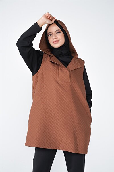 Thesetthur Jasmy Kapüşonlu Ve Cep Detaylı Kapitone Kumaş Süveter Kahve