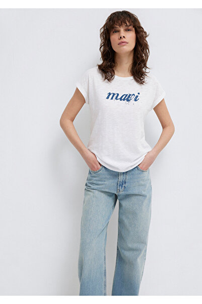 Mavi Emblémával nyomtatott fehér póló Slim Fit / Slim Fit 166422-620