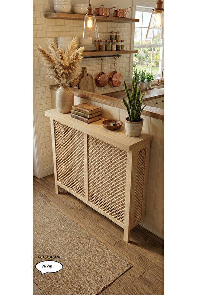 Sedefira Doğal Ahşap Petek Kaplama Dresuar, Radyatör Gizleyici, Dekoratif Pet...