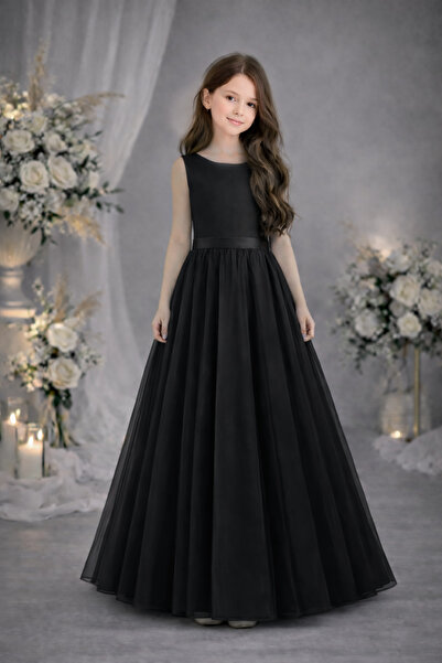 nsmkidslife Kız Çocuk Siyah Bisiklet Yaka Doğum Günü Parti Balo Mezunşyet Uzu...