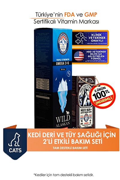 Jorgens Kennel Kedi Deri ve Tüy Sağlığı için Bakım Seti