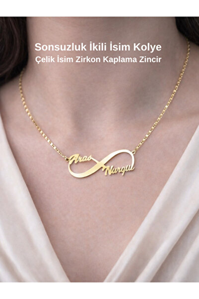 Tuana Trend Kişiye Özel Sonsuzluk İşaretli İki İsim Kolye Özel Tasarım Yüksek...