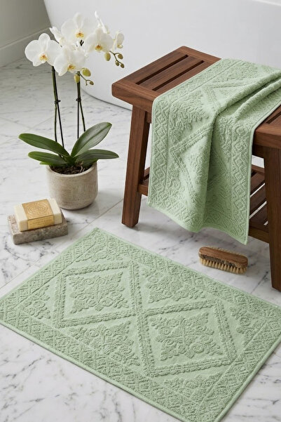 Valmia Home Set de 2 prosoape de baie jacquard de lux, 100% bumbac, 50x70 cm