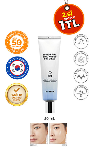 Pembe Işıltılı Renk Tonlayıcı Yüksek Koruma Spf 50 Pa Renkli Güneş Kremi 50ml