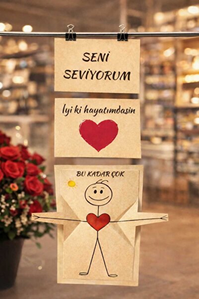 ALLEGORYA Hediyelik El Yapımı Kollarını Açan Kart Sevgiliye / Eşe / Anneye / ...