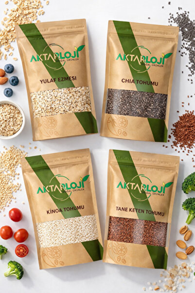 aktarloji 2.40 Kg 4’lü Süper Gıda Paketi ( 600 Gr Yulaf Ezmesi, 600 G Chia To...