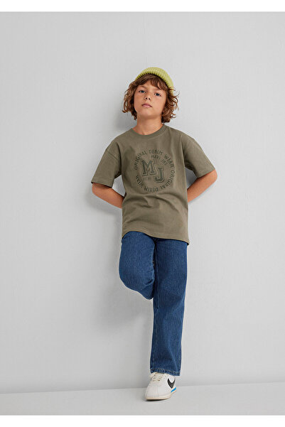 Mavi Khaki-T-Shirt mit MJ-Logo-Aufdruck, lockere Passform / bequemer Schnitt ...