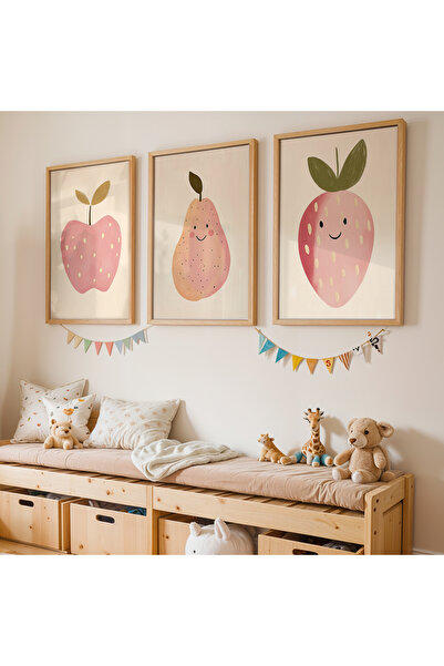 Artiera Σετ ζωγραφικής 3 τεμαχίων Boho Nordic Fruits για Παιδικό Δωμάτιο με Ξ...