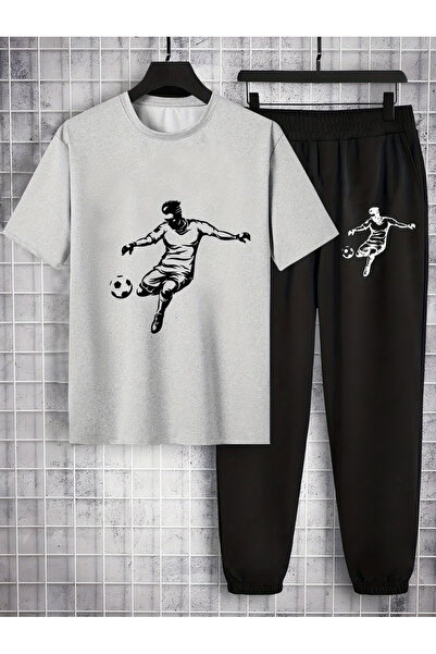 Rayan & Hoor Style Printed Sweatpants and T-shirt Top and Bottom Tracksuit Set