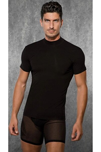 Doreanse Muška Modal / Pamuk majica kratkih rukava sa visokim ovratnikom, uska