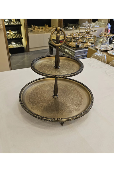 MaviDamla 2-Layer Stainless Steel Presentation Plate 30/19 cm Antique