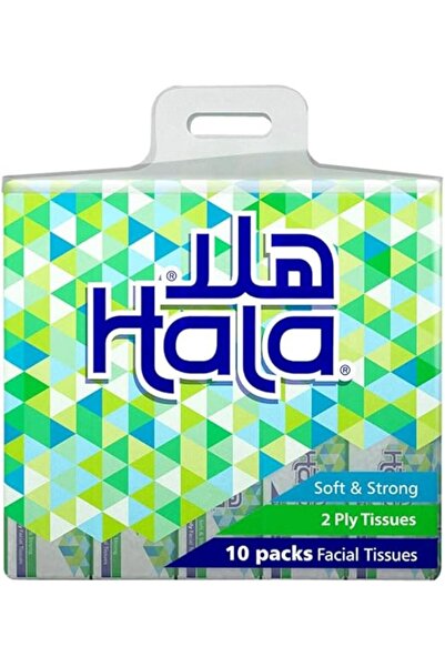 Hala Hala Facial Tissues, 10 Boxes, 160 Tissues x 2-Ply, White. Package desig...
