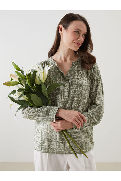 LC Waikiki Γυναικεία μπλούζα Özmarka Νέας Σεζόν με μοτίβο σε σχήμα λαιμού