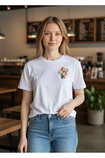 MODAMİRA AKSESUAR Pembe Çilek Broş -Boy: 6 cm - En: 4cm