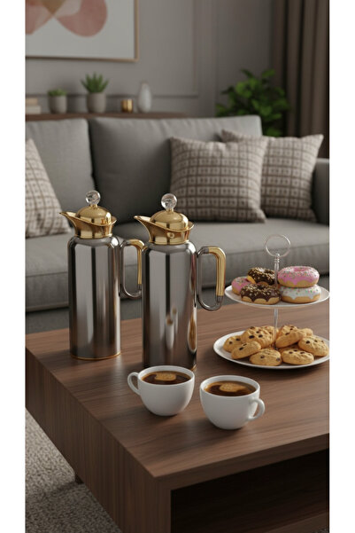 Generic Luxury stainless steel thermos set with a stylish modern touch (1 lit...