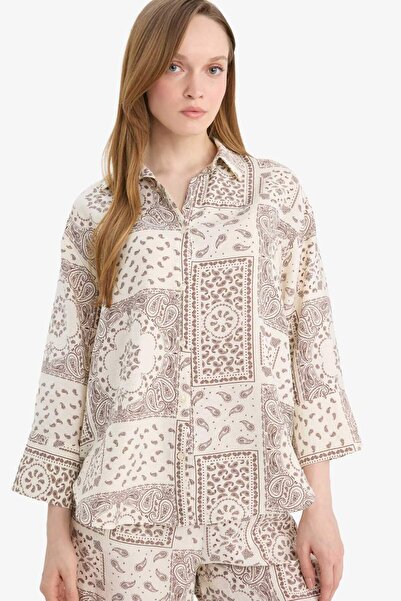 DeFacto Regular Fit Shirt Collar Printed Long Sleeve Shirt C3818Ax26Sp