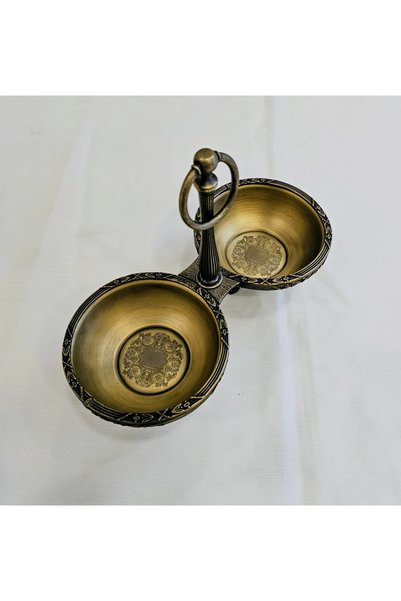 MaviDamla Classic Stand-Up Stainless Steel 2-Piece Snack Bowl Antique