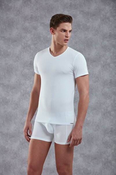 Doreanse Muška Modal / Pamuk majica kratkih rukava sa V-izrezom, uska