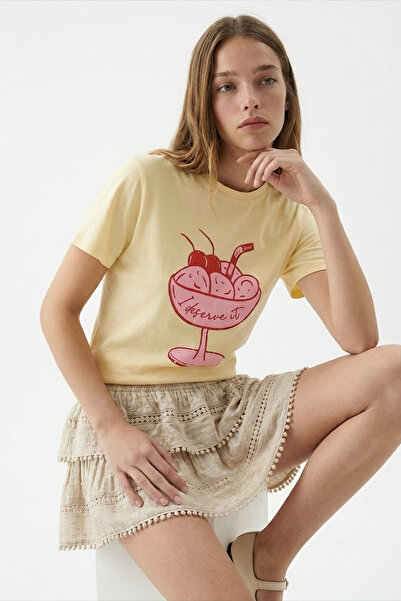 Quzu Žuta majica sa sladoledom, model Oversize kroj