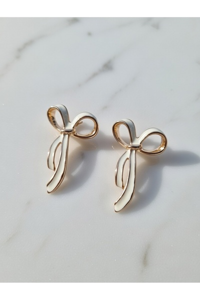 ahsenaksesuar2025 White Enamel Ribbon Model Elegant Minimal Stylish Design St...
