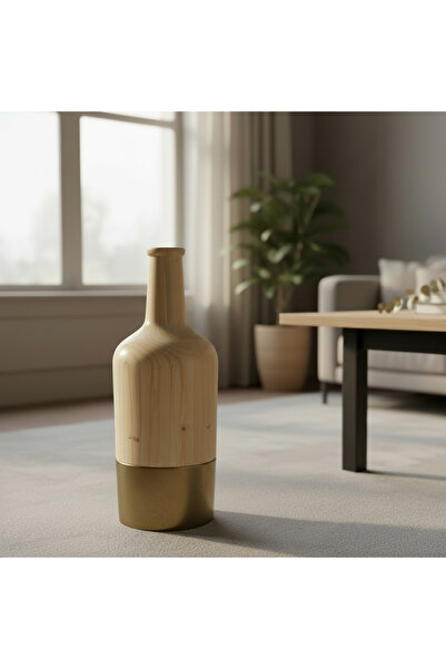 MAZPRO Decorative wooden vase with an iron base