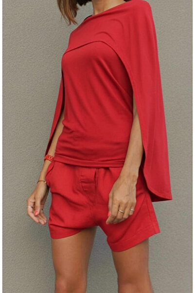 arakan Kadın Kolsuz Pelerin Model Ceket Tek Parça Tişört Üstü - K19 241