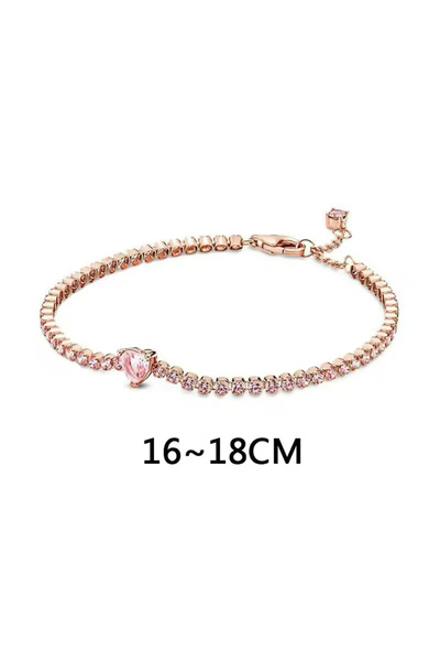 Hector&Co. Jewellery Pembe Işıltılı Kalp Tenis Bileklik