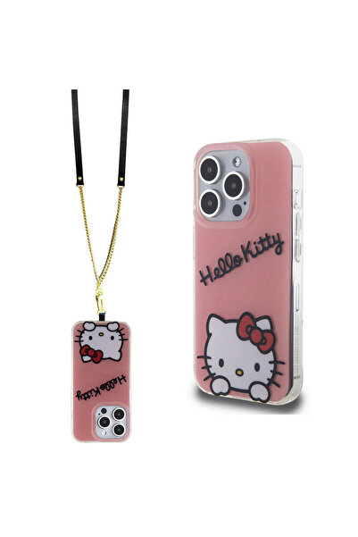 Hello Kitty iPhone 15 Pro Uyumlu Kılıf Orjinal Lisanslı Askılı Yazı ve İkonik...