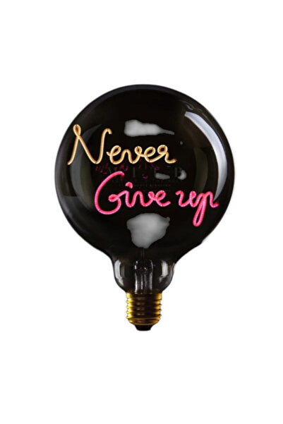 MITB NEVER GIVE UP - LED GLASS BULB - AMBER/RED - Ø70 × H110 MM
