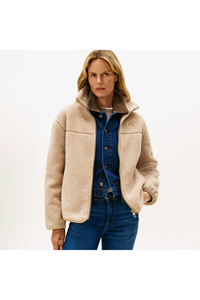 Tommy Hilfiger Teddy Zip Up Regular Kadın Bej Ceket