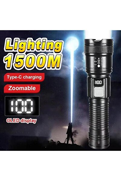 Munico 10000 Lümen Süper Parlak Uzun Menzilli LED El Feneri Açık Hava Su Geçi...