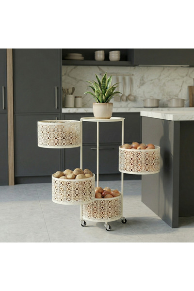 ayyıldız dekor organizasyon ekipmanları imalat Pure White Metal 4 Sepetli Pas...