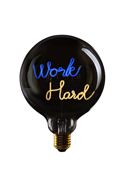 MITB WORK HARD - LED GLASS BULB - CLEAR GLASS/BLUE & AMBER - Ø70 × H110 MM