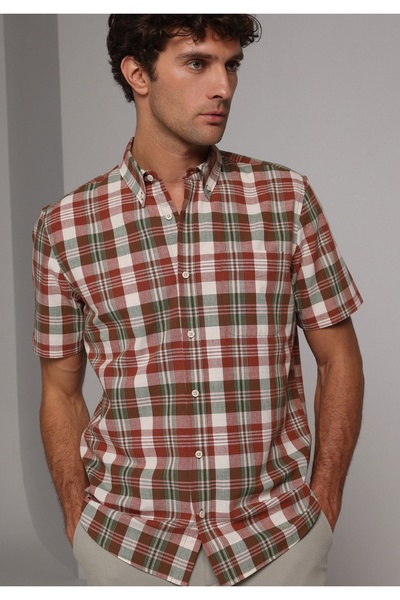 Colin's Košulja regularnog kroja, Karirano komada, muška zelena košulja kratk...