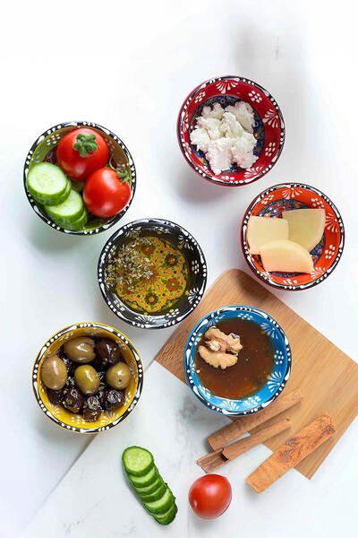 EvaniLife Seramik 6'lı Sunumluk Çerez Tabağı - Kahvaltılık Reçellik Sosluk He...