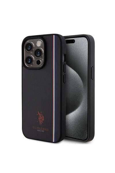 U.S. Polo Assn. iPhone 15 Pro Uyumlu Kılıf Orjinal Lisanslı Üç Renk Şerit Tas...