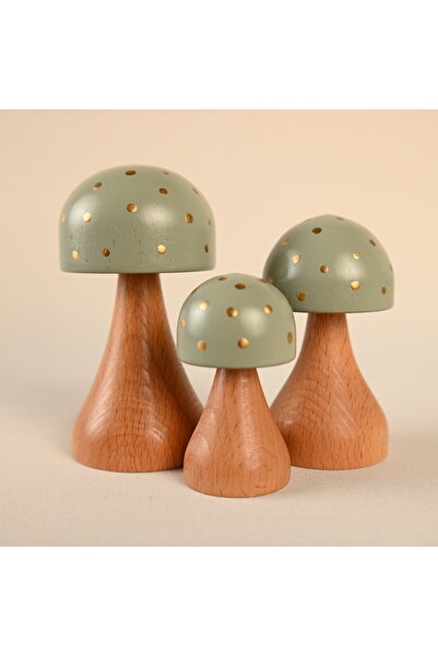 Zyt Tasarım Doğal Ahşap Mantar Süs Mantar Dekor Uğurlu Gold Collection