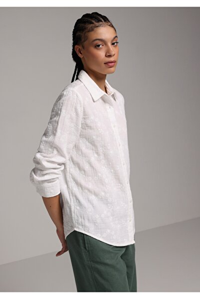 Colin's Regular Fit Shirt Neck Plain Women's White Long Sleeve Shirt