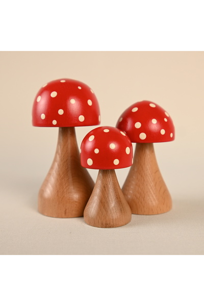 Zyt Tasarım Doğal Ahşap Mantar Süs Mantar Şans Mantarı Dekor Uğurlu