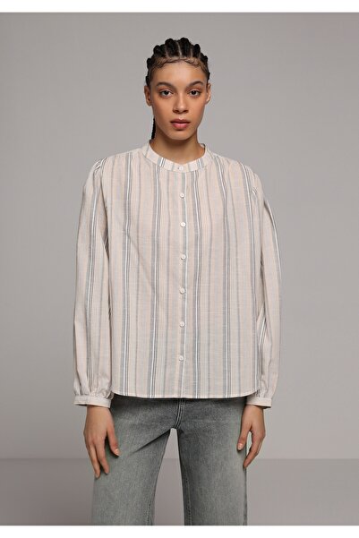 Colin's Fashion Fit Hakim Yaka Striped Women's Beige Long Sleeve Shirt