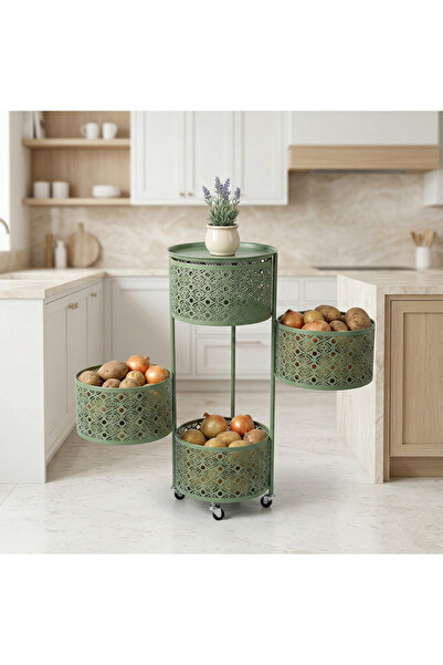 ayyıldız dekor organizasyon ekipmanları imalat Adaçayı Yeşili Metal 4 Katlı A...