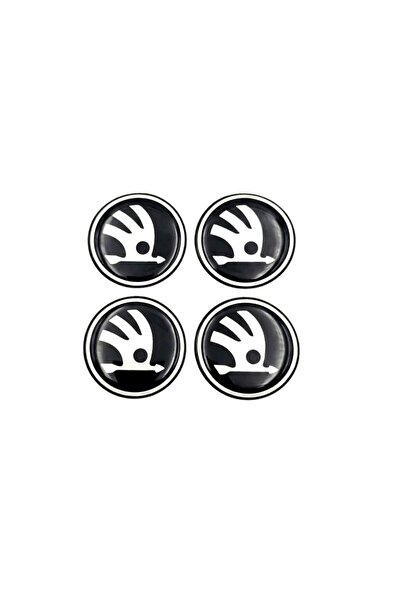 BsElektronik Skoda Design Wheel Hub Emblem Decal Sticker Set of 4 55mm