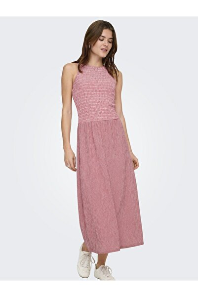 ONLY Дамска червена рокля Onlcelle S/L Smock Dress Jrs Dress 15369284-Barbadosc