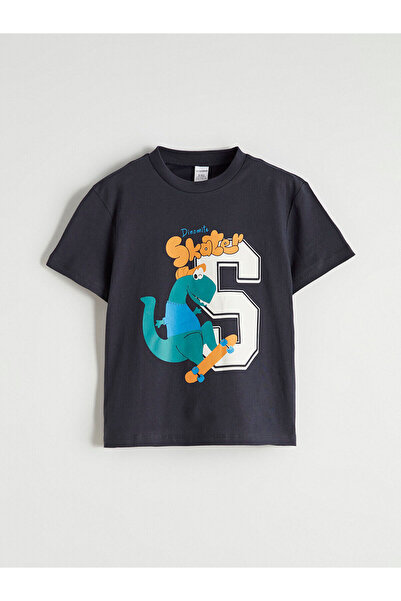 LC Waikiki Dinosaur Printed Boys' Combed Cotton T-Shirt