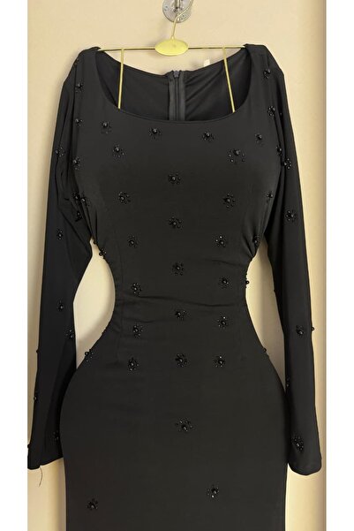 DIFFERENT long black sequined dress