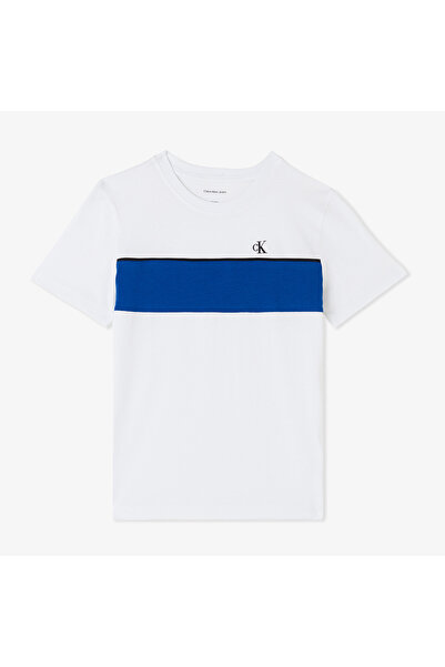 Calvin Klein Panel Colorblock Çocuk Beyaz T-Shirt