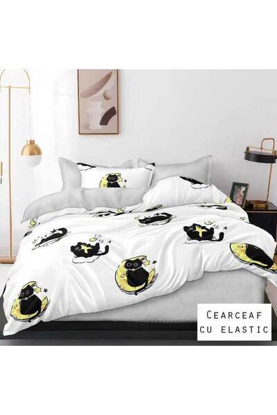 Patul Bed Linen 6 Pieces, Fine Cotton, Sulphur, Double Bed, 2 Persons, Fitted...