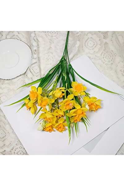 choice2 قطعتان من زهور النرجس البري الاصطناعية باللون البرتقالي المصفر، مناسب...